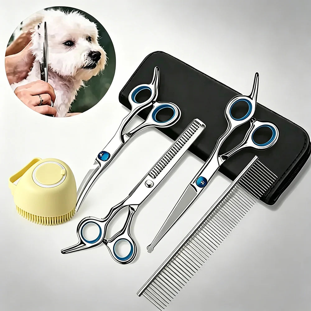 Pet Grooming Kit - Trimming Scissors & Shower Brush Set – photo 6