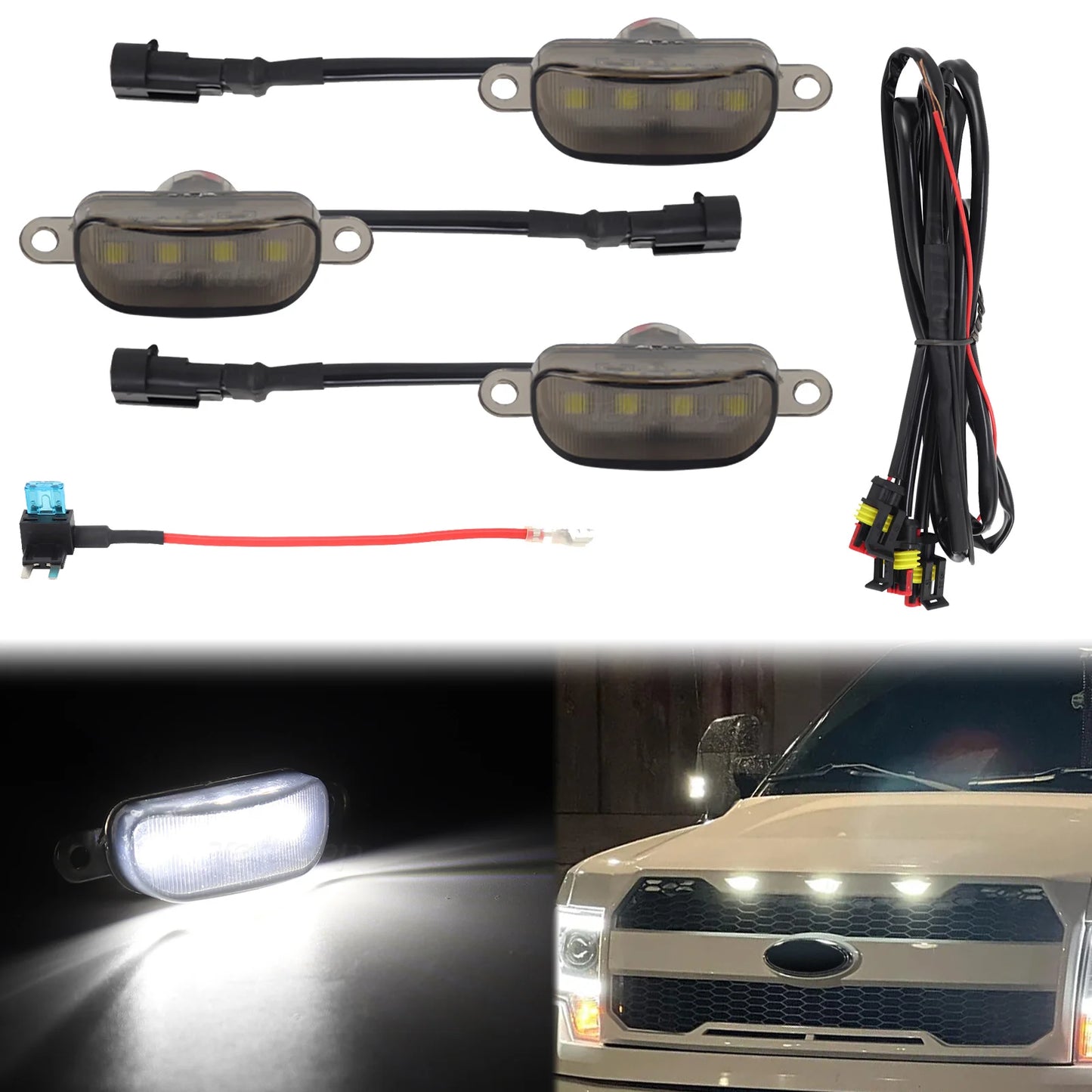 Front Grille Marker LED Light Kit for Ford F-150 2004–2019 (Waterproof)