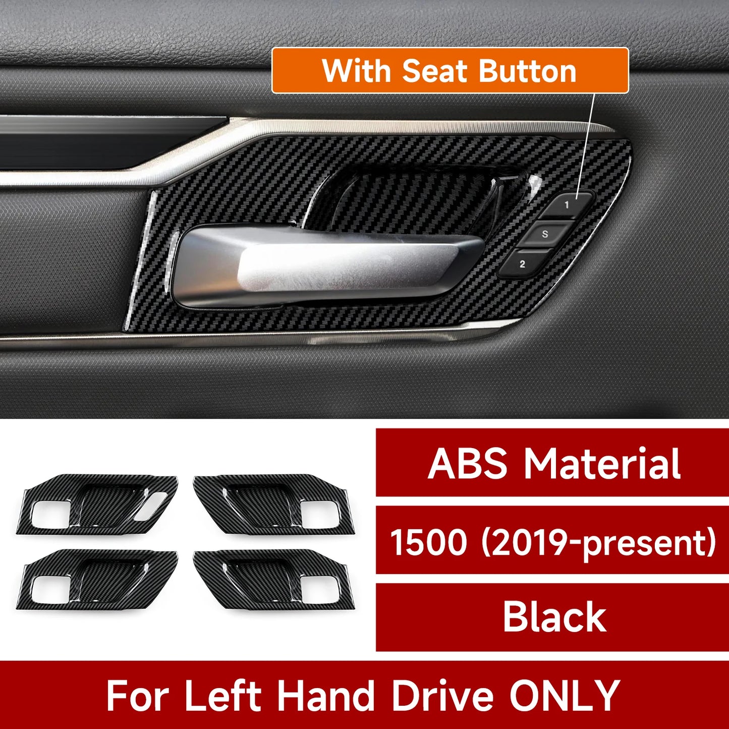 Carbon Fiber Interior Trim Sticker Kit for Dodge RAM 1500/2500/3500 2019-2026