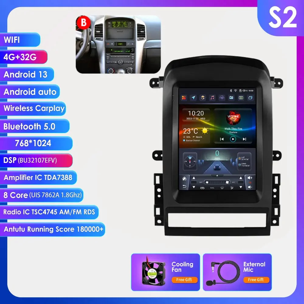 9.7"Android 14 Autoradio for Chevrolet Captiva 2006-2012 multimedia Video player GPS navi Stereo Audio 2din Carplay Touch Screen