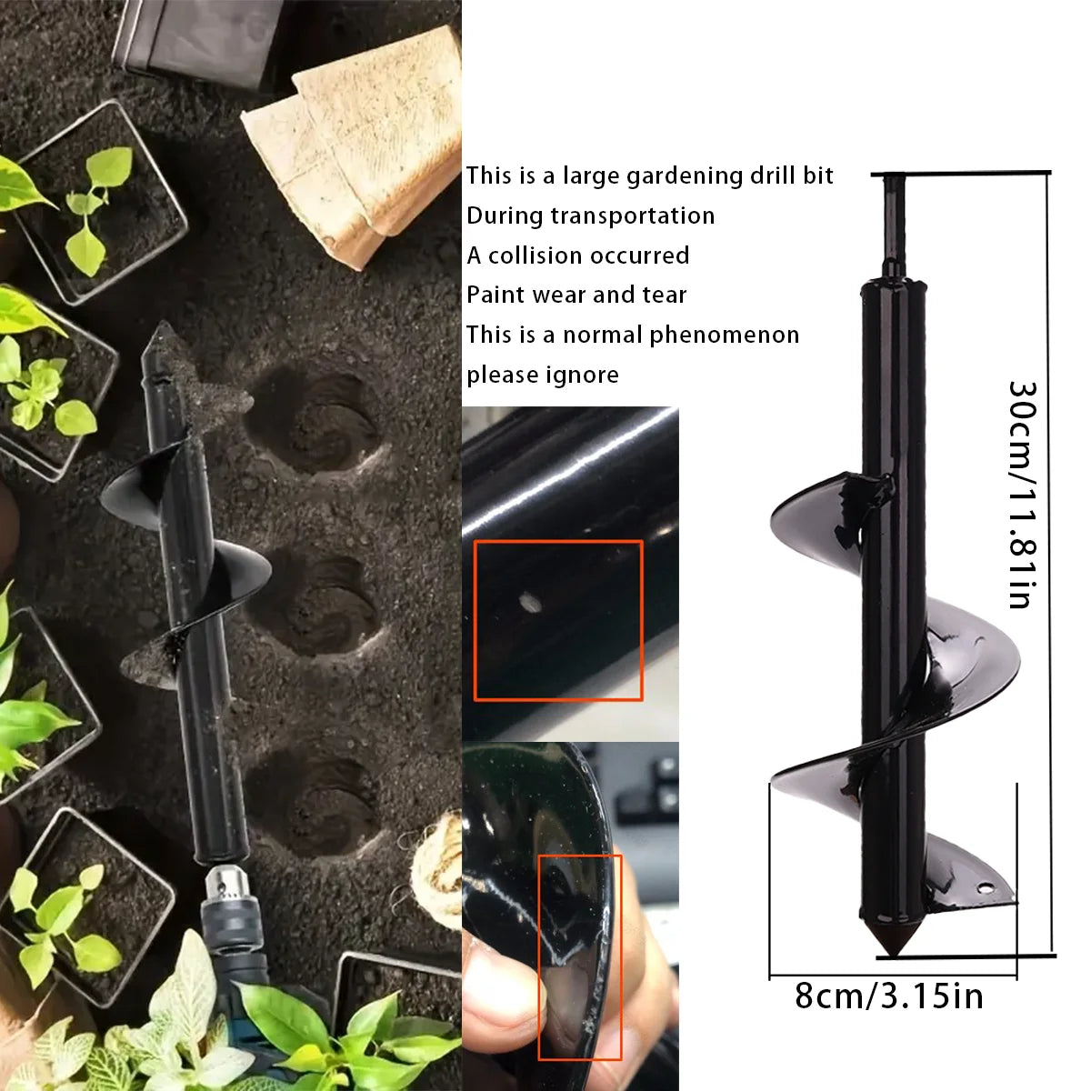 Spiral hole drill bit - Home planting spiral drill bit - Planting tool for loosening soil and digging holes, garden drill bit,