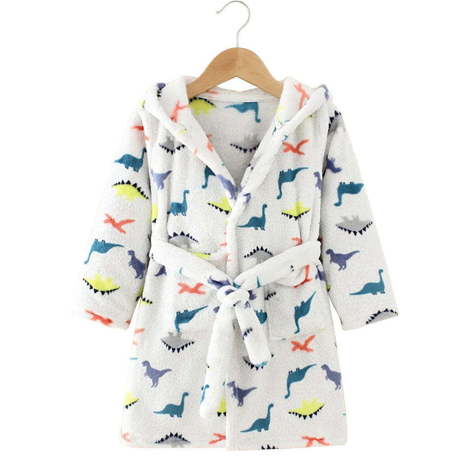 Kids Hooded Fleece Bathrobe - Cute Cartoon Robe for Boys and Girls - photo 18