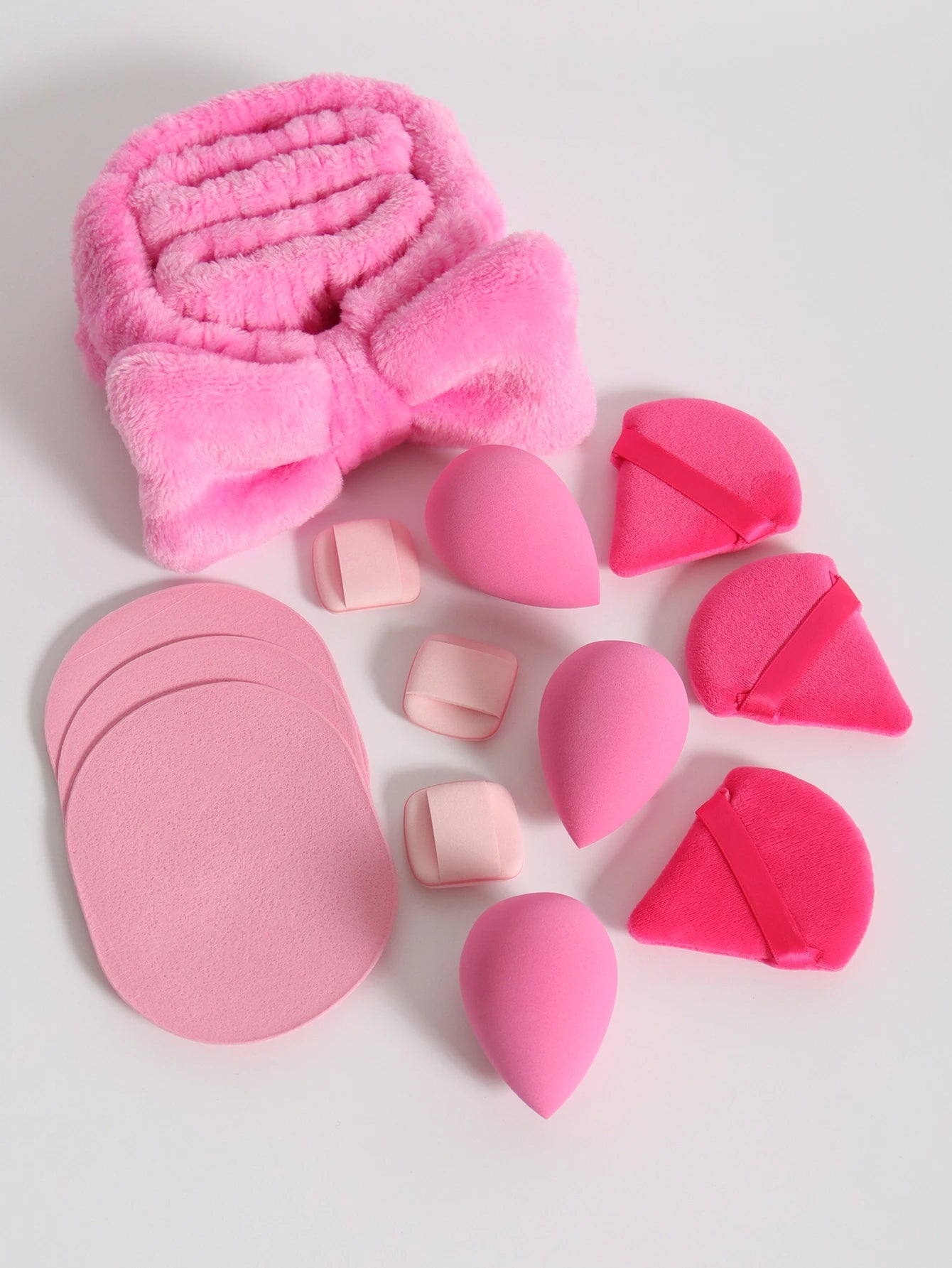 15Pcs Cosmetic Puff Makeup Sponge Blender Beauty Egg Foundation Sponges Puff Wash Face Headband Wristband Make up Accessories