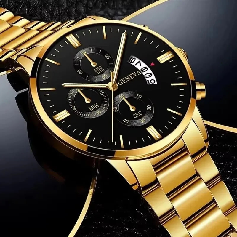 Men's Business Quartz Watch with Calendar – Classic Luxury Dress Watch, Stainless Strap