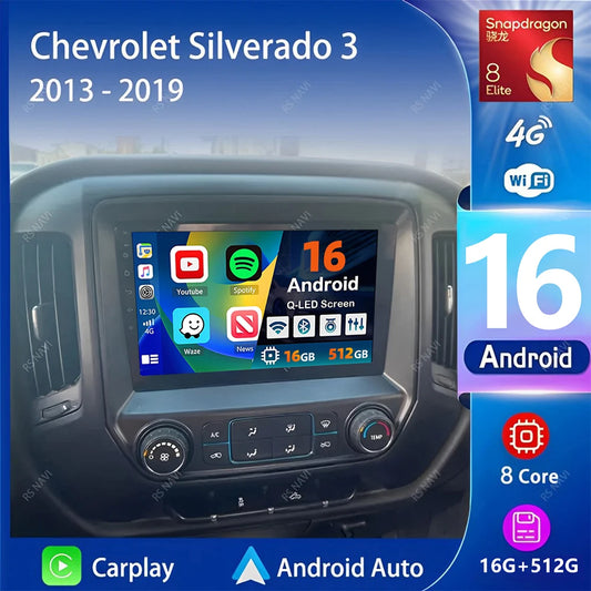 Android Car Stereo with CarPlay & Android Auto — Chevrolet Silverado (2014–2018)