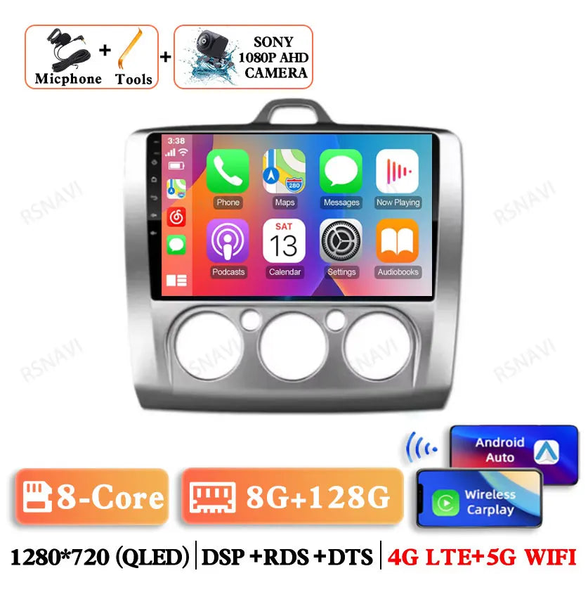 Android 14 Head Unit with CarPlay for Ford Focus 2/3 Mk2/Mk3 (2004-2011)