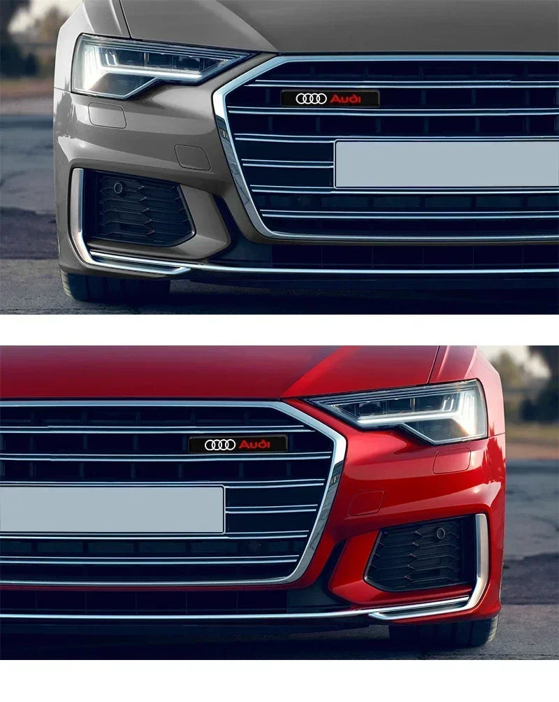 Front Grille Decoration Badge Car Head Grill Emblem LED Light Audi Sline A6 Q3 A3 B5 B6 B7 B8 B9 Q7 8P 8V 8L A5 A4 C6 Car sticke