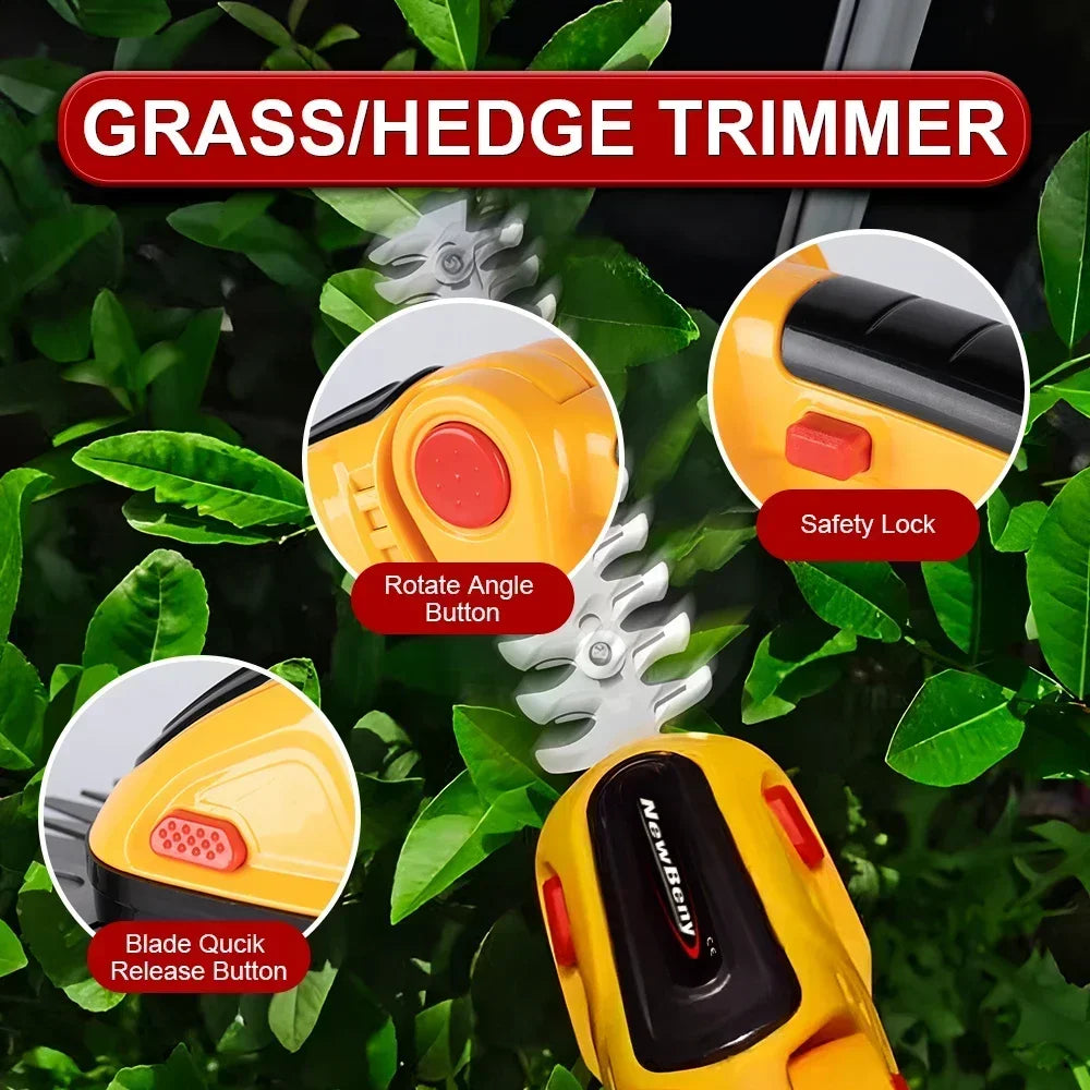 2-in-1 Cordless Hedge Trimmer & Grass Shear — 21V Battery Yard Tool