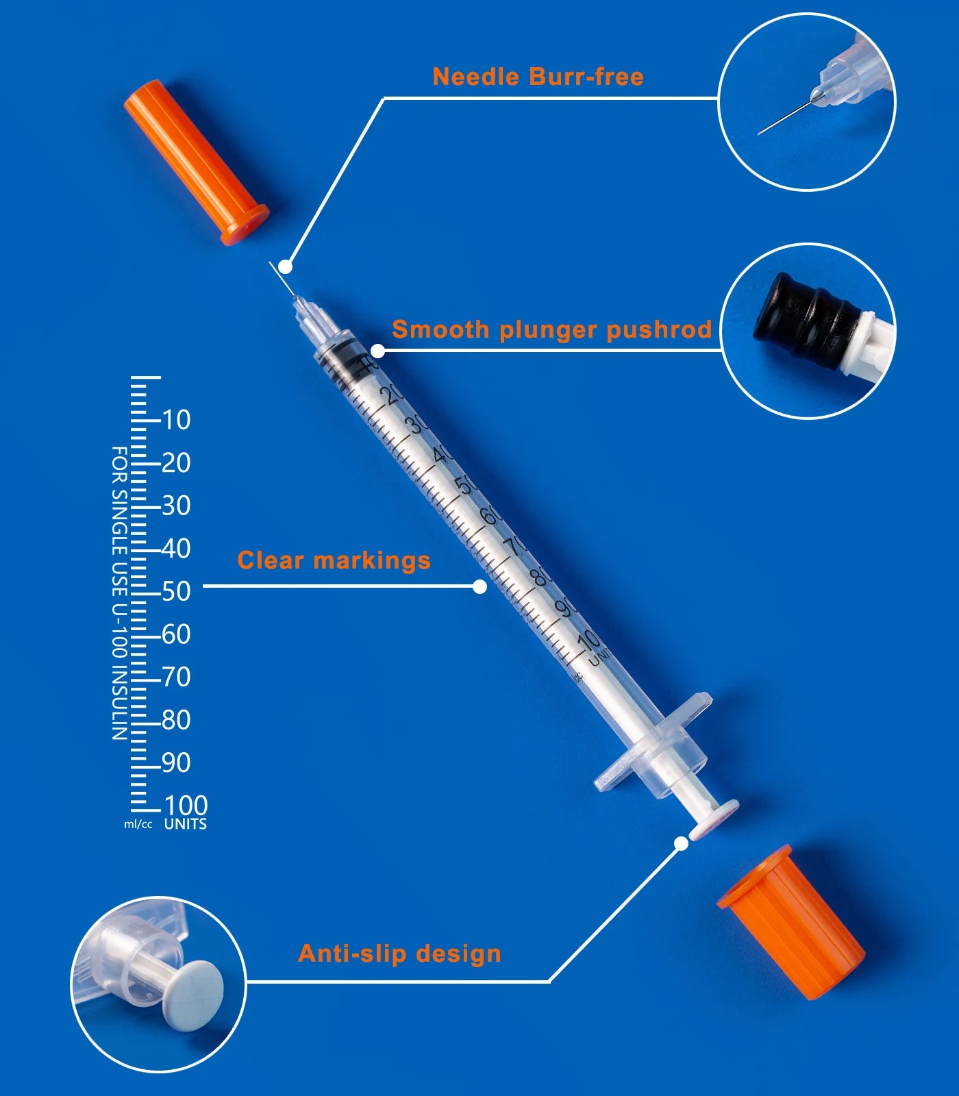 1ml/cc Insulin Syringe Disposable Syringe with Needle, Sterile Individually Packed for Pets, Lab Use