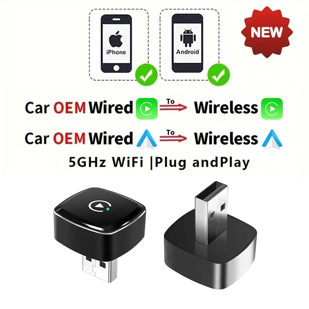 NEW 2 In 1 Wireless Carplay AI Box Android Auto Plug And Play Applicable To Convert Original Car Wired Carplay To Wireless