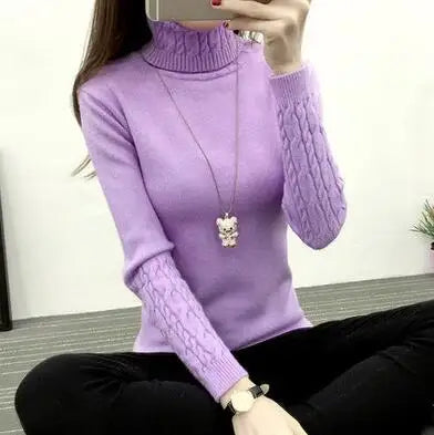 Women's Turtleneck Knit Sweater - Long Sleeve Pullover Jumper - photo 11