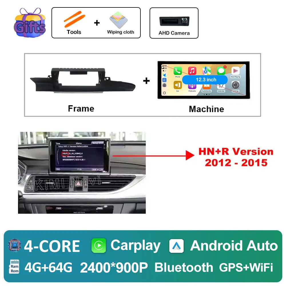 12.3" Android Screen for Audi A6 C7 & A7 (2012–2018) — Wireless CarPlay, Android Auto, QLED, GPS, WiFi