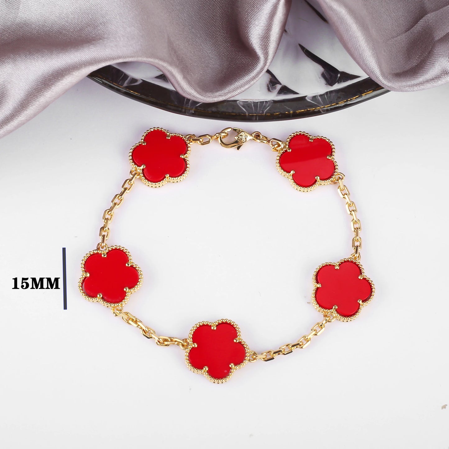 Five-Petal Flower Pendant Necklace — Natural Stone, 7 Colors