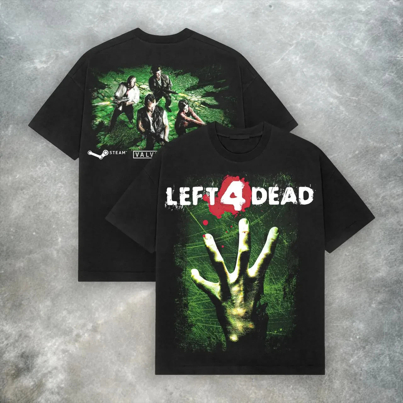 Left 4 Dead Valve Tee  Retro Y2K Zombie Shooter Video Game T-Shirt Summer Men's and Women's Loose and Breathable T-shirt Top
