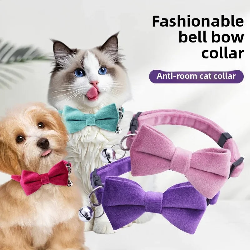 New Bowknot Pet Collar, Cat Collar, Safety Buckle, Cat Bell, Anti-suffocation Collar, Puppy Collar