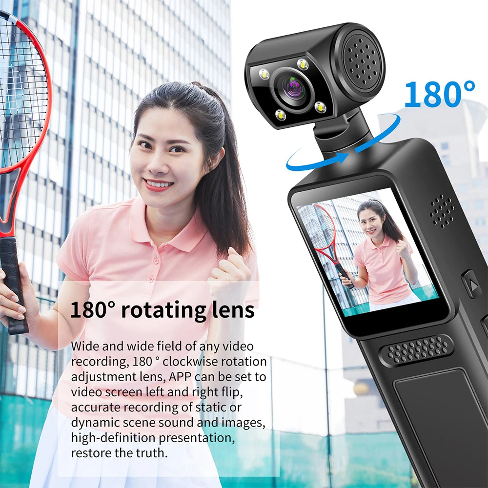 4K Mini Action Camera — 180° Rotating Wearable Sports Cam