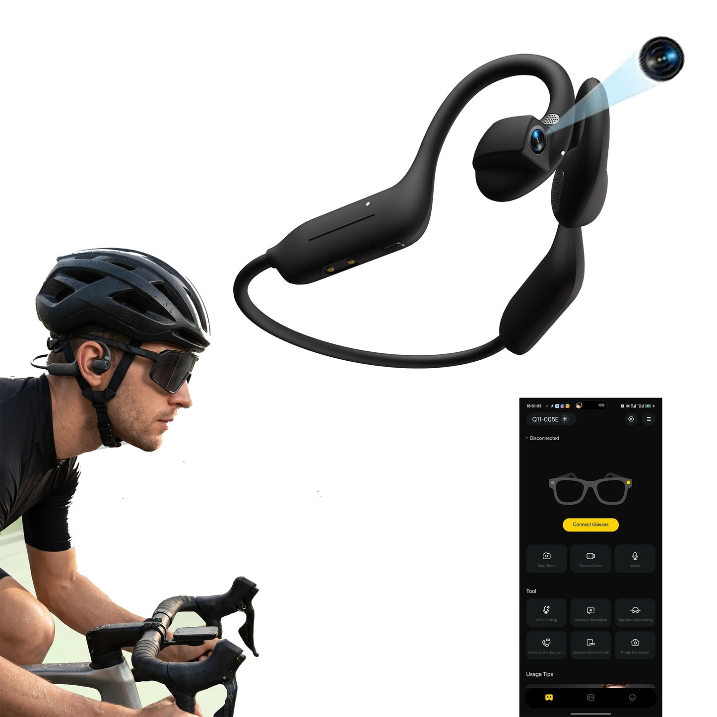 AI Camera Headphones — 8MP Recording & Real-Time Translation