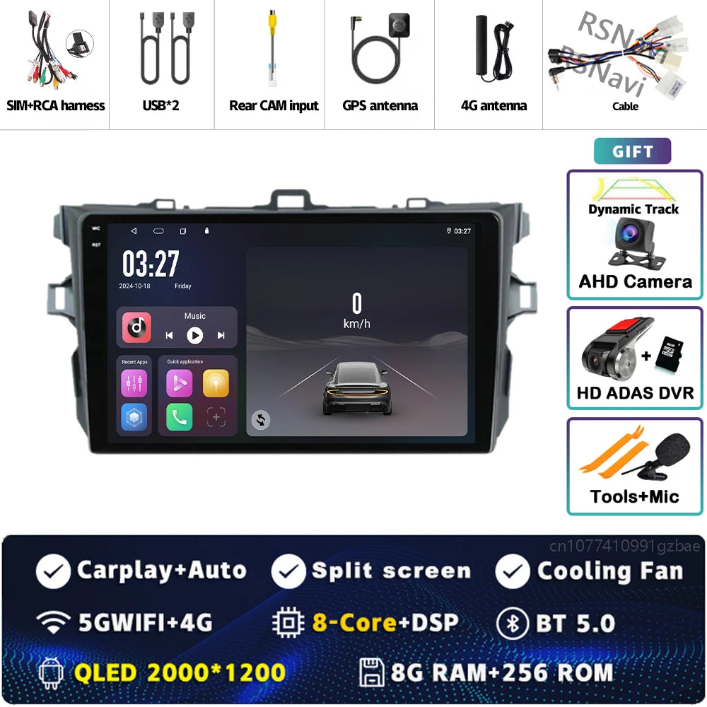 Android 16 Car radio Navigation Multimedia Player For Toyota Corolla 2006 2007 2008 2009 2010 2011 2012 2013 Carplay Auto Stereo
