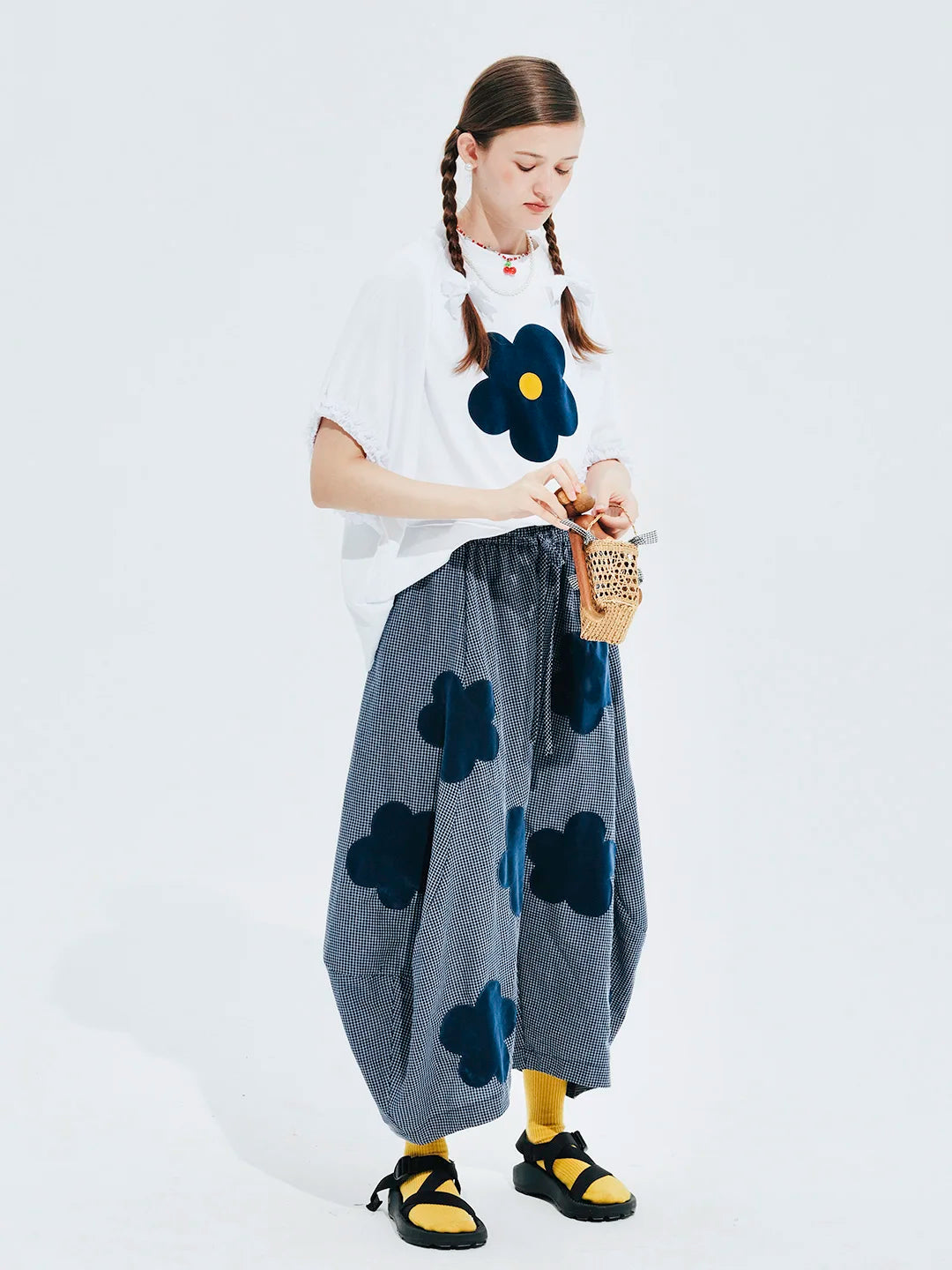 imakokoni 2024 summer new super smooth applique large version Korean all-match round neck T-shirt female 244669