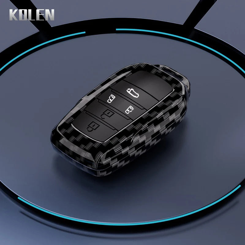 ABS Carbon Fiber Car Flip Key Case Cover For Toyota Sienna Rav4 Crown Hilux Fortuner Camry Land Cruiser Prado Venza Accessories