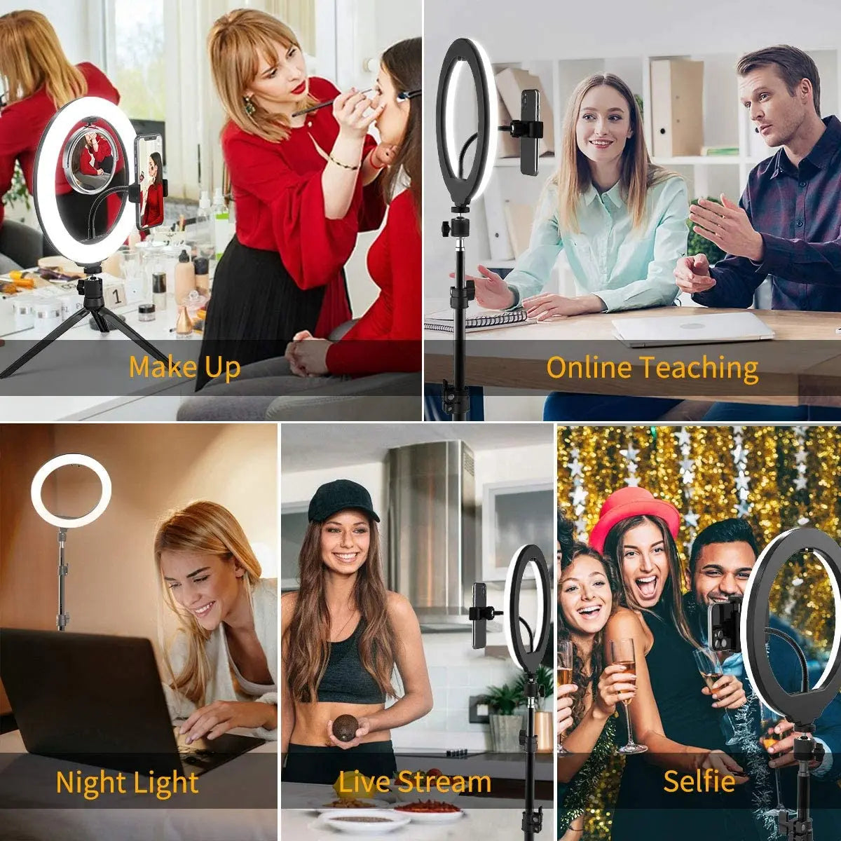 LED Photography Ring Light – 3 Modes Dimmable Selfie Light with Tripod & Phone Stand | TikTok, YouTube & Makeup