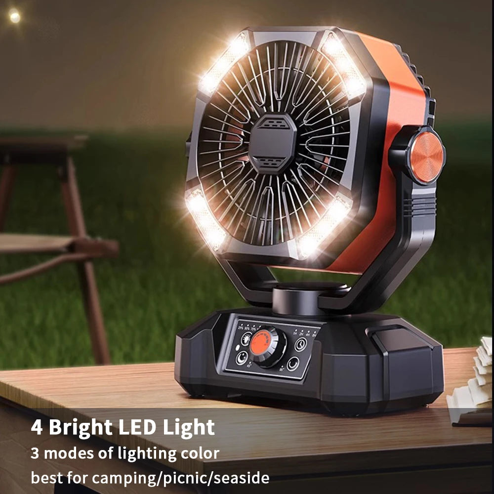 20000mAh Camping Fan with LED Lantern — Outdoor Portable Fan