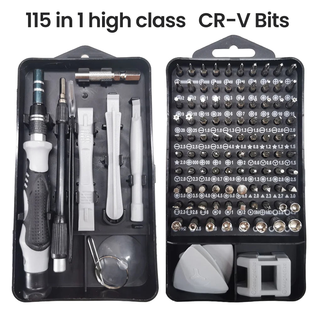 115-in-1 Precision Screwdriver Set — 98 Magnetic Bits for Phone, Laptop and Electronics Repair
