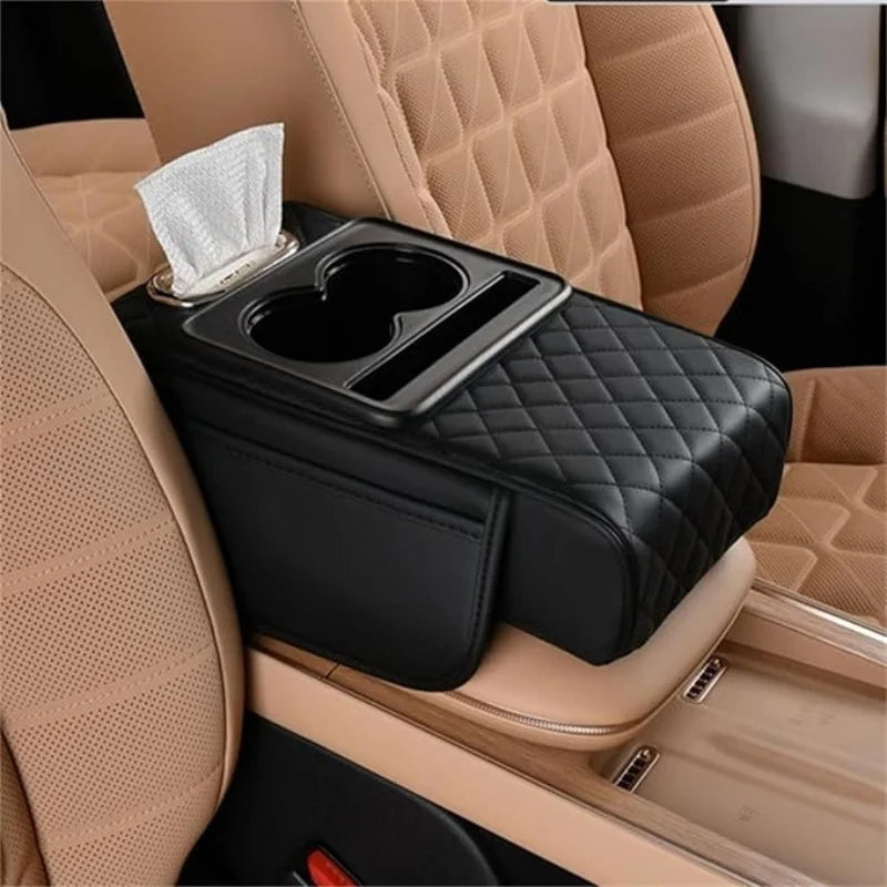 Car Center Console Cover, Leather Armrest Cover for Car, Universal Middle Console Cushion