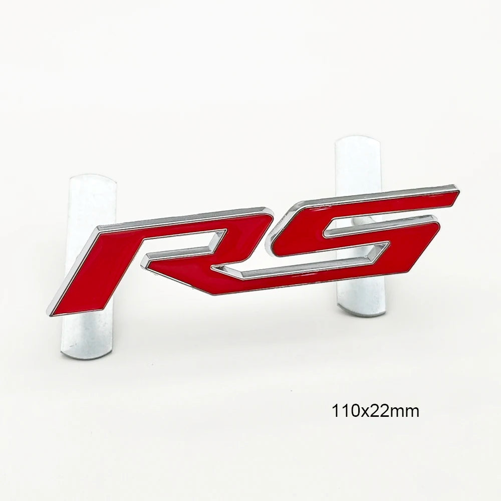 3D Metal RS logo Car Sticker Front Grill Emblem Trunk Badge Decals For Chevrolet Blazer Aveo Trax Cruze Sonic Onix Accessories