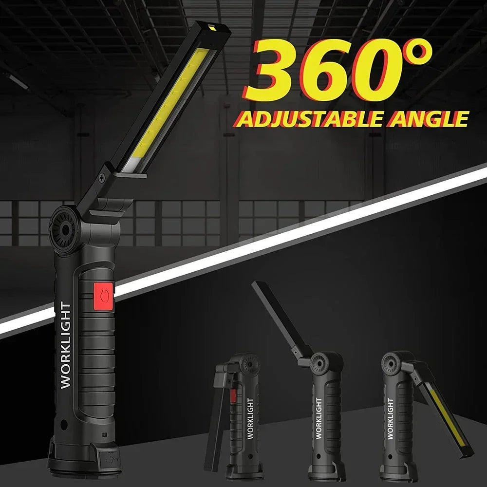 1pc COB LED Work Light Dimmable USB Rechargeable LED Flashlight Inspection Lamp With Magnet&Hook 14500/18650 Battery Torch light