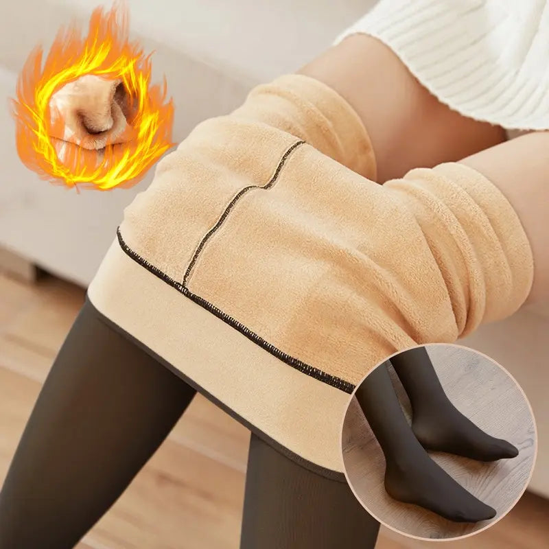 Women's Fleece Tights - Fake Translucent Thermal Pantyhose - photo 2