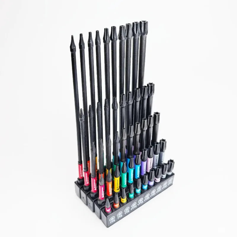 Torx Impact Tough Magnetic Screwdriver Bit S2 Steel Steel Long Extension Driver Drill Bits Hex Shank Batch Head with Base Holder