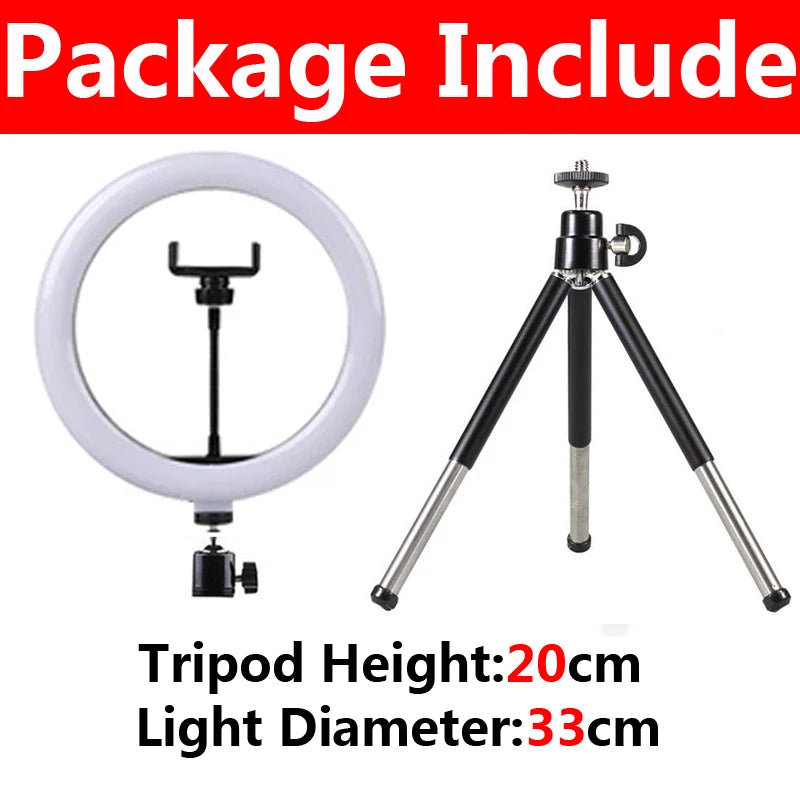 LED Photography Ring Light – 3 Modes Dimmable Selfie Light with Tripod & Phone Stand | TikTok, YouTube & Makeup