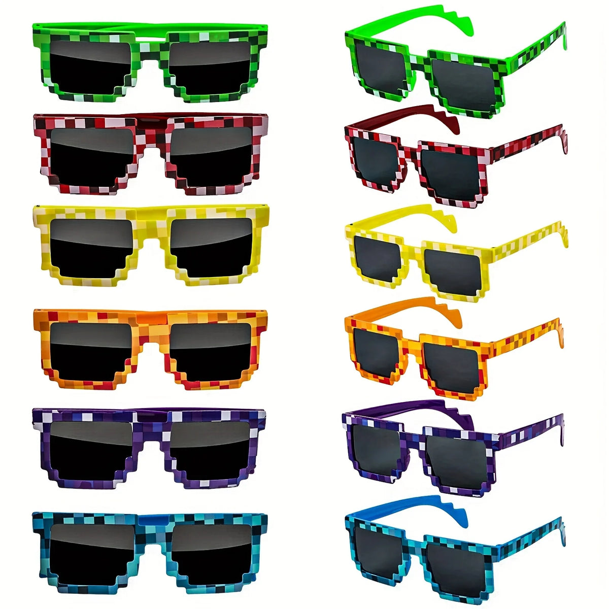Pixel Theme Party Favors Pixelated Sunglasses Silicone Bracelets Birthday Decoration Party Supplies Gift