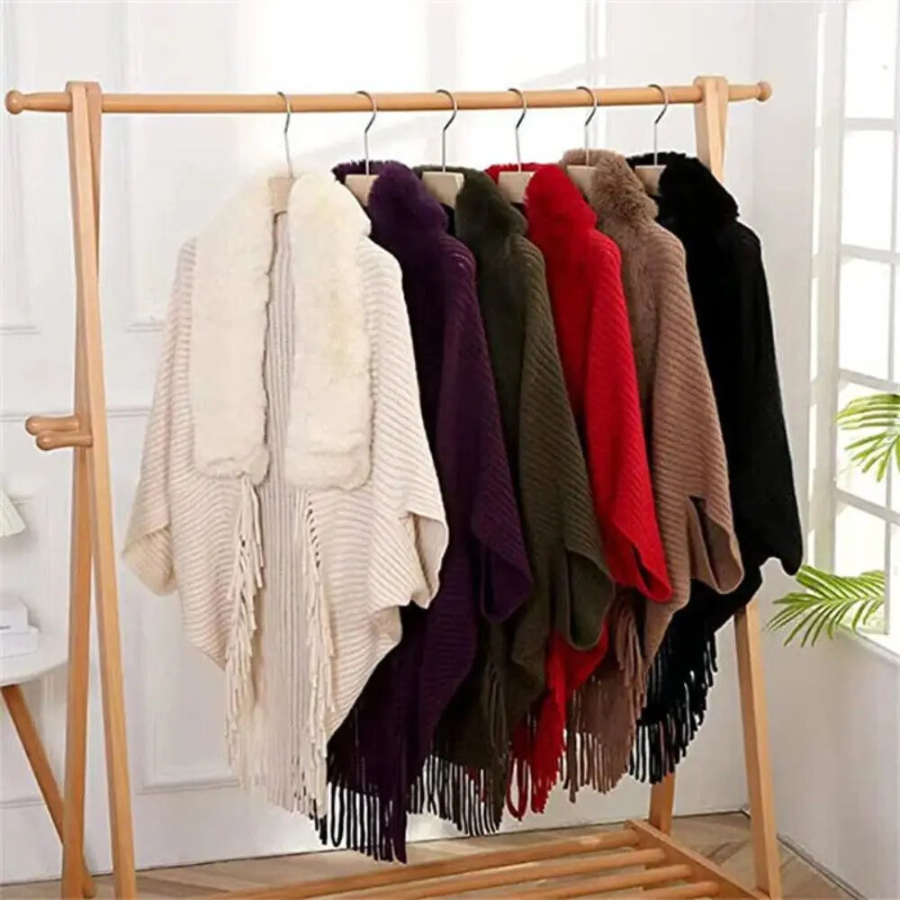 Women's Knit Shawl with Faux Fur - Thick Wrap for Evening Dresses - photo 2