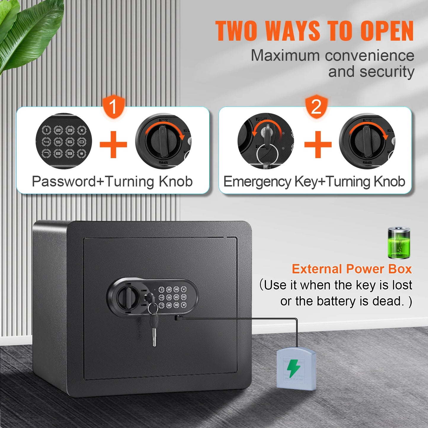 SucceBuy 1.2 Cu Ft Digital Steel Security Safe — Keypad & Override Keys