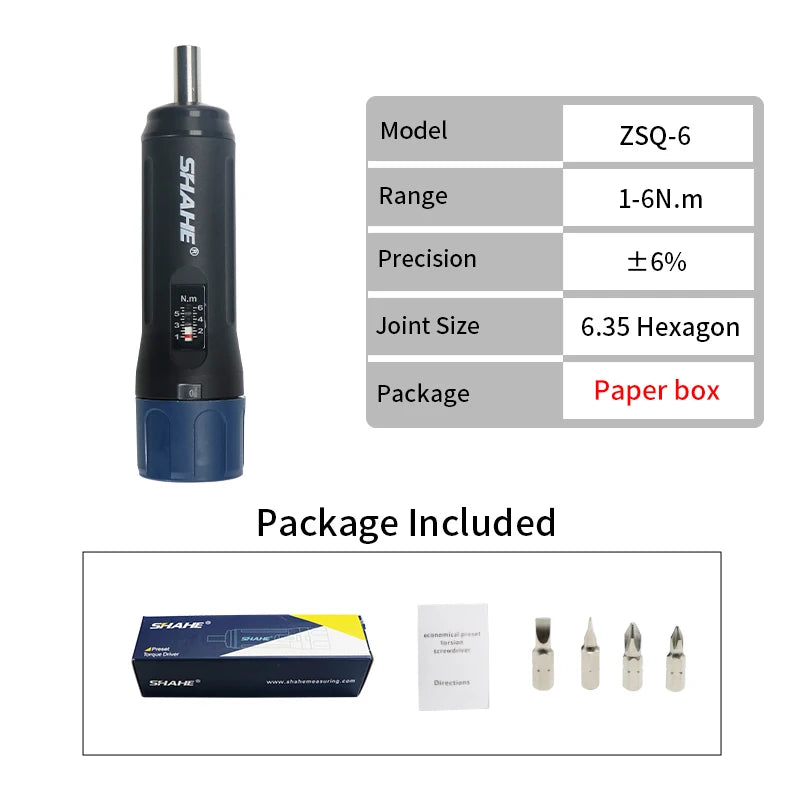 SHAHE Portable Preset Torque Screwdriver Adjustable Torque Range Professional Torque Wrench