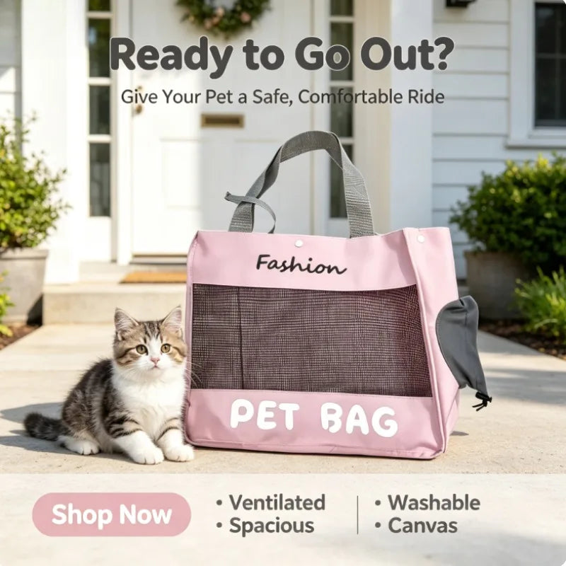 Breathable Mesh Pet Tote Bag - Shoulder Carrier for Kittens – photo 2