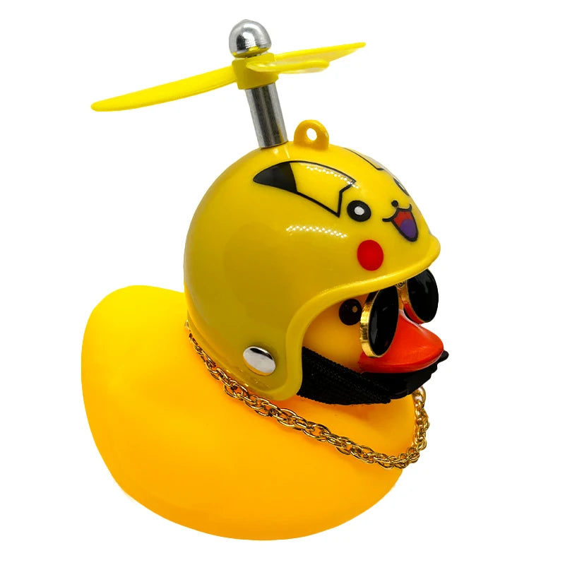 Motorcycle Accessories Cute Duck with Propeller Helmet Broken Wind Rubber Duck Toy Car Bicycle Small Yellow Duck Decor Ornaments