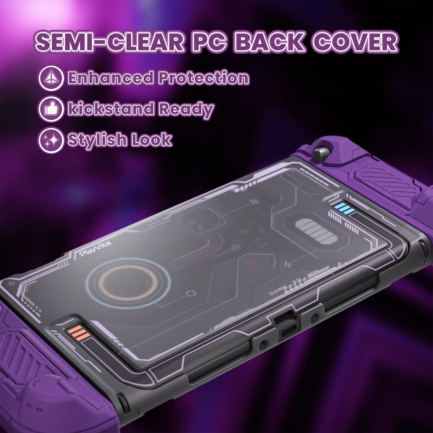 PlayVital Protective Case for Nintendo Switch 2, Stellar Mecha Ergonomic Anti-slip Silicone Grip Cover, Dockable Hard Case Shell