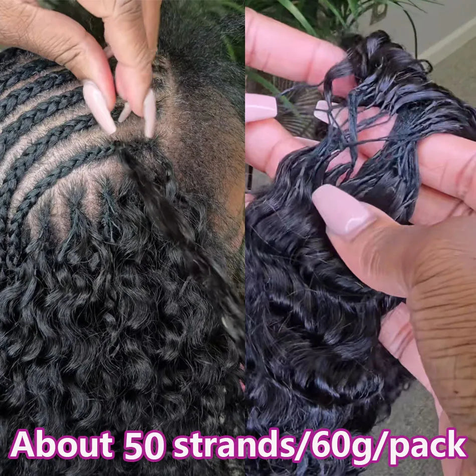 Curly Crochet Human Hair Hair Feather Knotless Pre-Separated Crochet Hair Extensions For Braiding Women Brazilian Human Bundles