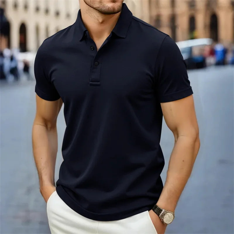 Men's Collared Polo Shirt — Breathable Summer Short Sleeve Top
