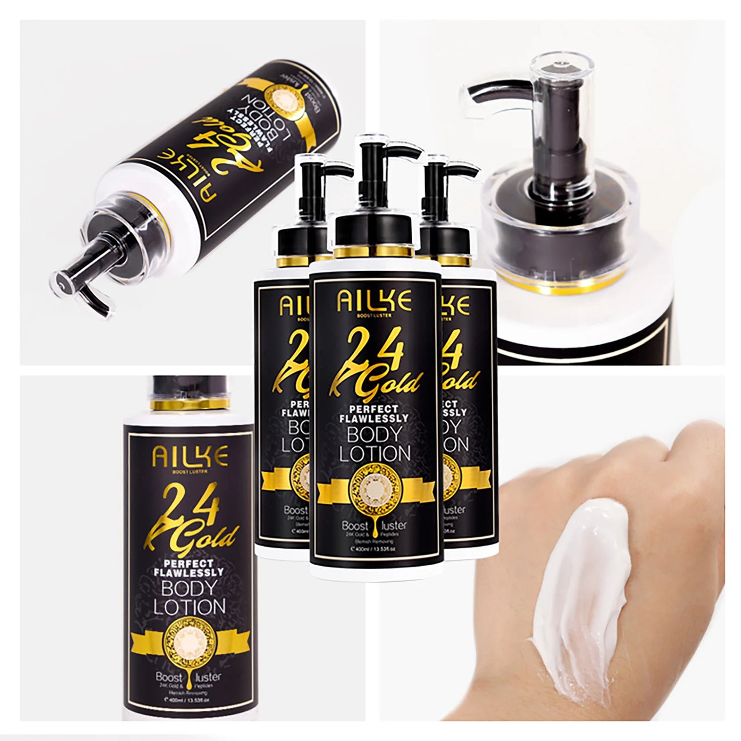 AILKE 24K Glod Flawlessly Skin Care Set, Whitening, Reduce Dark Spots, Pigmentation, Wrinkles, Moisturize, For All Skin Types
