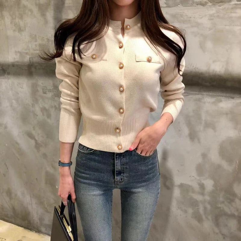 Women's short knit cardigan, single-breasted — view 6 of 20