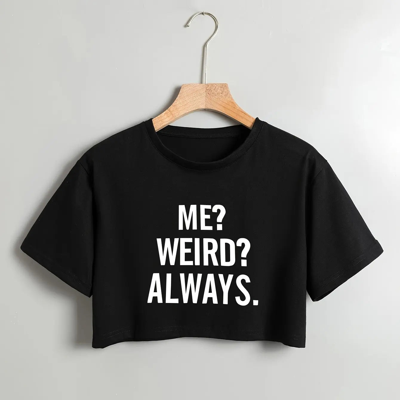 Cotton Blend Short Sleeve ME Letter Print Crop T-Shirt - Soft Semi-Sheer Micro Elasticity Crew Neck Sexy Style