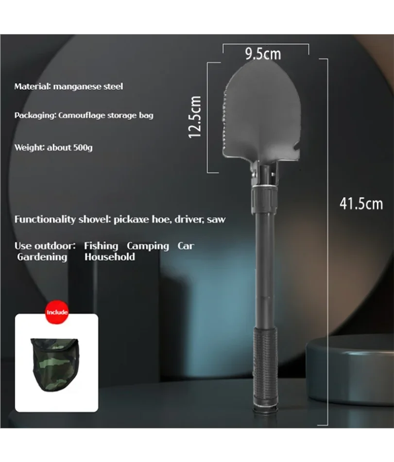 1pc Outdoor Small Foldable Camping Shovel, Multifunctional Hiking Entrenching Tool Portable Shovel