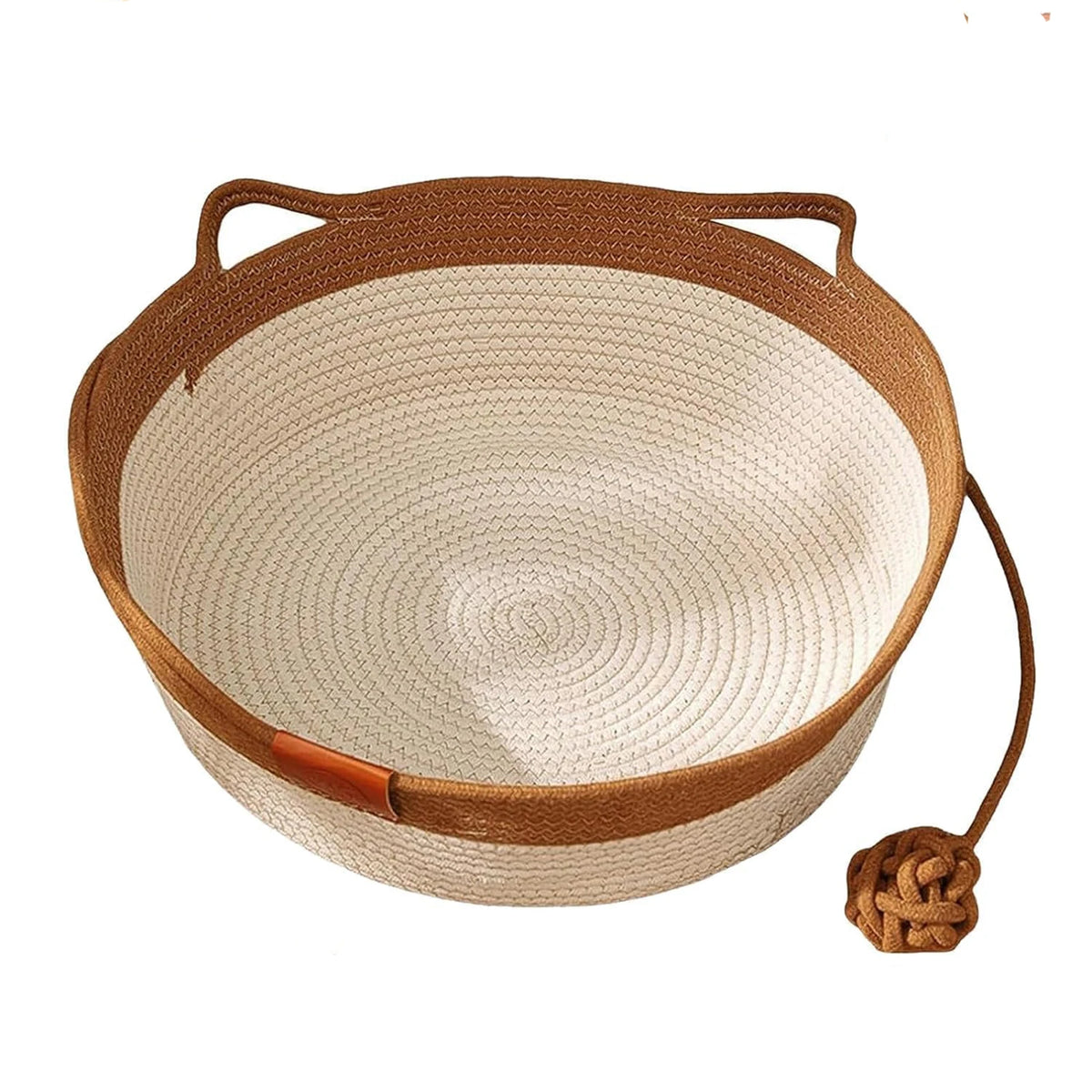 Japanese Pet Cat Bed Round Hand Woven Rattan Cat Beds Summer Cooling Cats Nest Sleeping House Cotton Rope Cat Scratching Baskets