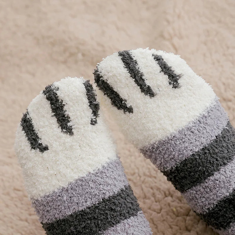Women's Cat Paw Coral Velvet Socks