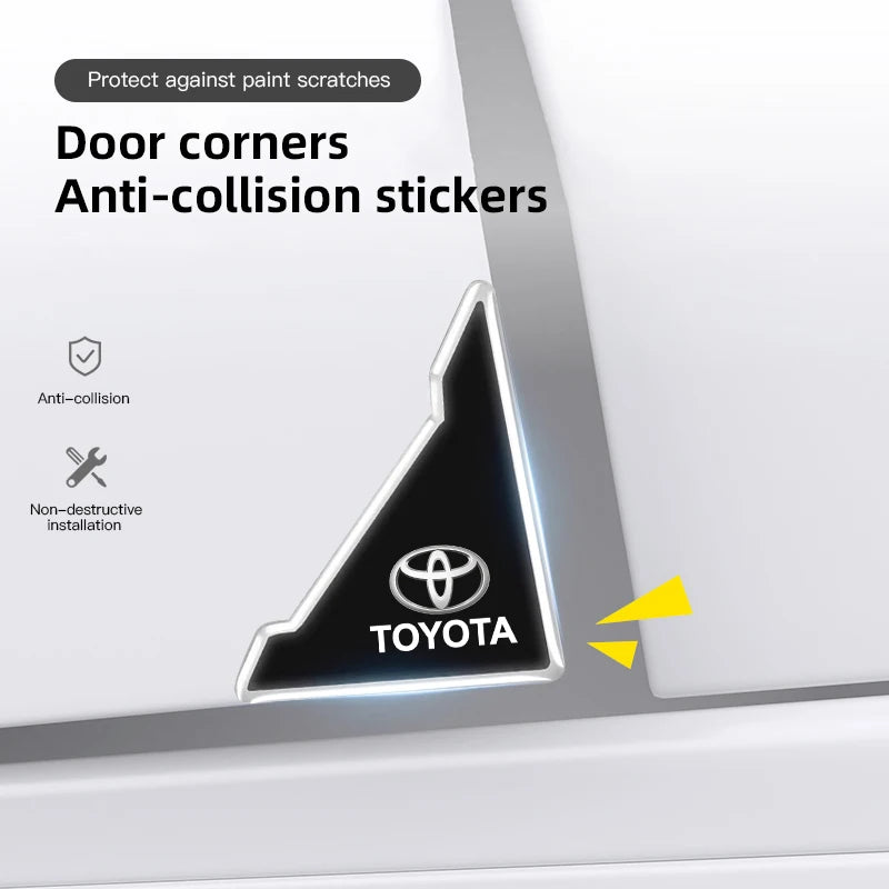 2Pcs Car Door Corner Protector Stickers Decoration For Toyota Land Cruiser Sienna Rav4 Prado Tacoma Yaris Rush Fortuner CHR Voxy