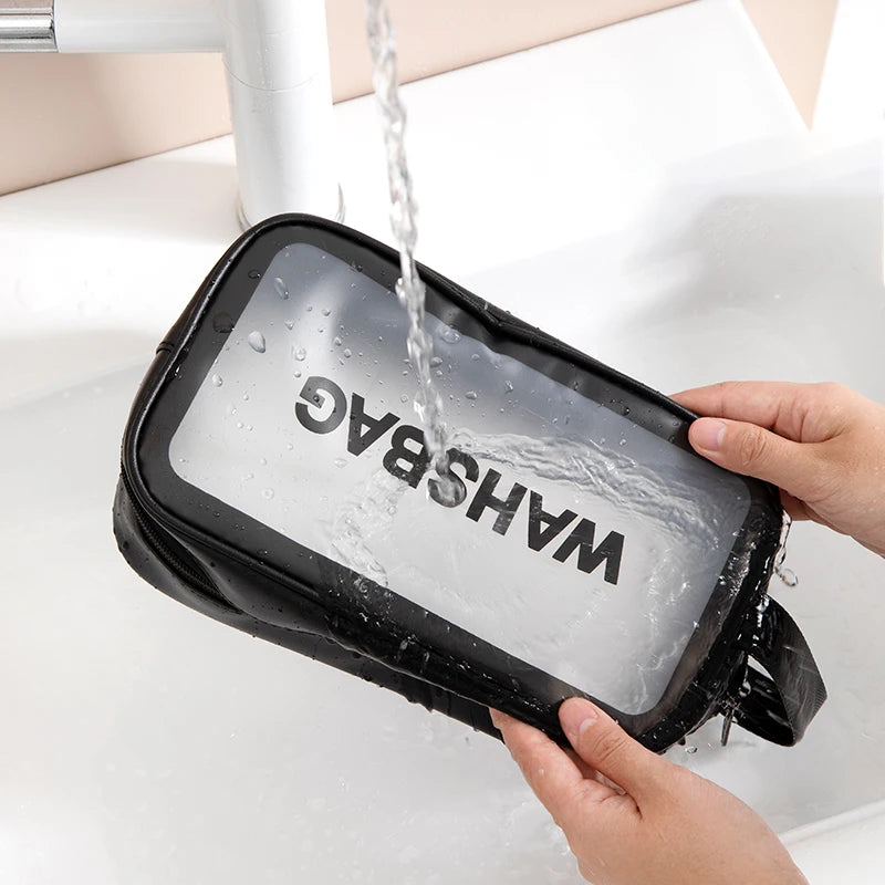 Large Capacity Makeup Bag Transparent PVC Waterproof Travel Toiletry Bag Cosmetics Organizer Storage Tote Clear 3Pcs Wash Bags